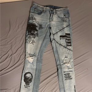 Ninth Hall light wash men’s size 28 Jeans y2k Ed hardy style